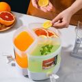 Rotating Large Capacityre Frigerator Cold Kettle With Lid And Faucet Split Fruit Teapot Lemonade Bucket Three-grid Rotating Ice Water Jug Household Juice Cold Drink Pot for Ice Tea Wine Coffee. 