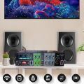 Bluetooth Home Audio Amplifier System-Upgraded 2 Channel 300 Watt Wireless Home Audio Sound Power Stereo Receiver w/USB, Micro SD, Headphone,2 Microphone Input w/Echo, Talkover for PA. 