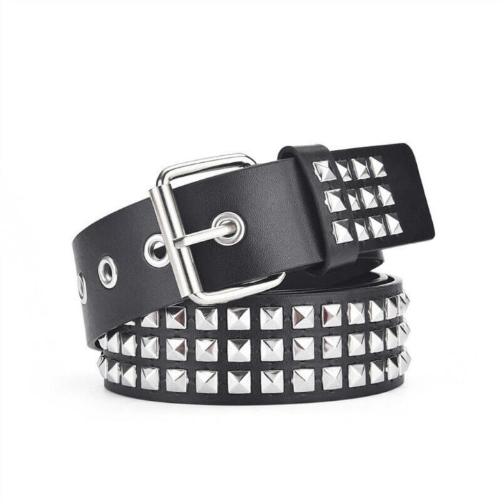 Rivet studded Punk wedding belts Edgy Punk Square beads Adjustable studded belts Adjustable PU leather Rivet waistbands for jeans for Street style Punk fashion Casual wear Rock concerts Music festivals