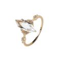 Original design horse eye diamond retro white crystal light luxury noble cut sparkling women's opening adjustable ring. 