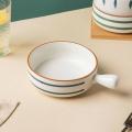 Random Color, Swirl Round Ceramic Serving Bowl with Handle, Soup Bowl, Salad Bowl, Bowl for Snacks, Microwave Safe, Dishwasher Safe (8.2 inch, 500 ml). 