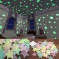 100 pcs Stars Wall Art Stickers Luminous Wall Sticker for Living Room Teens Children Baby Room Nursery Decoration. 
