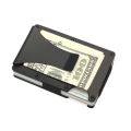 Slim Carbon Fiber Credit Card Holder RFID Non-scan Metal Wallet Money Clip Purse - intl. 