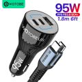WOTOBE 95W 3-port USB C Car Charger,Super fast charging 2.0 PPS PD 65W/45W/30W/20W QC4+ for MacBook iphone 13 Por Max S21/20. 