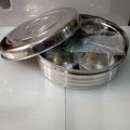 21.5 cm 24.5 cm Stainless Steel Spice Box Masala Box with Silver Touch Design with 7 individual compartments Masala Peti. 