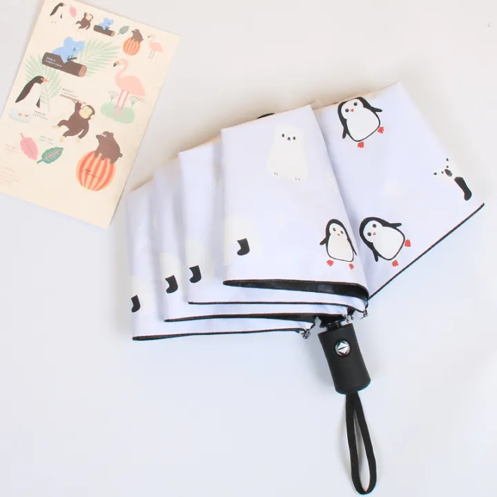 %E3%80%90Happier%E3%80%91Hot%20selling%20Fashion%20Women%20Accessories%20Umbrellas%20%20Creative%20Automatic%20Umbrella%20Small%20Clarity%20Penguin%203%20Folding%20Umbrella%20Parasol%20Men%20Women%20Black%20Glue%20Kids%20Umbrella%20-%20Image%202