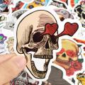 10 Pcs/Pack Skeleton Ghost Skull Punk Rock Horror Waterproof Stickers for Car Bike Laptop Skateboard TV Guitar. 
