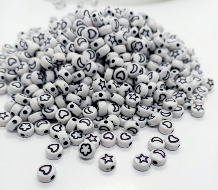 Pack of 50/100pcs, Mix Sign loose Spacer Black Acrylic Beads For DIY Craft Making