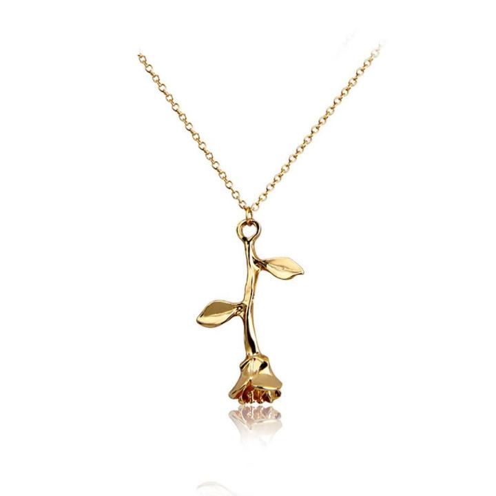 Elegant Wedding Engagement Lady Rose Flower Charm Chain Pendant Necklace Jewelry