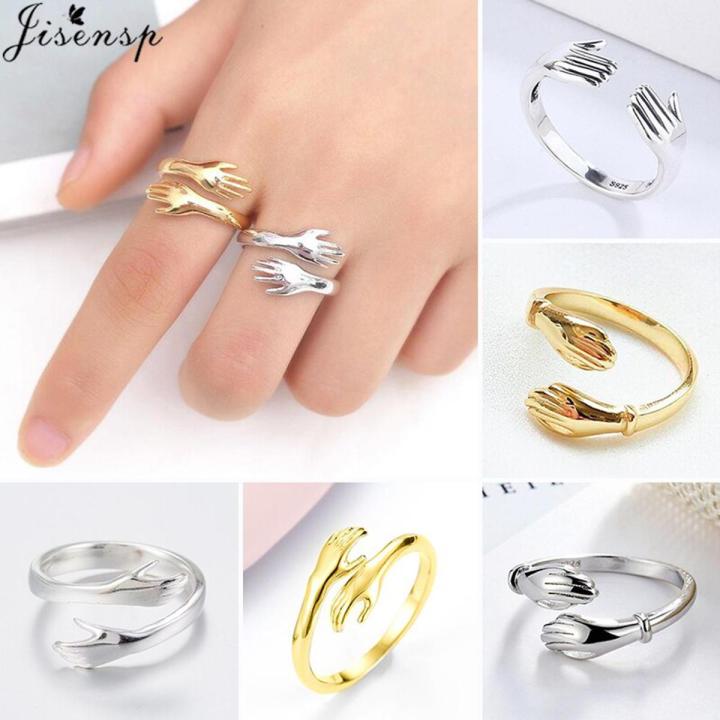 Hug Type Rings Loving Couple Hug Rings- Adjustable Retro Hug Style Ring for Men and ...