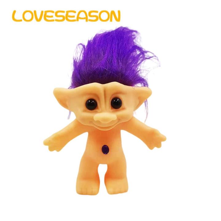 Loveseason Troll Doll Ornament Long Hair Leprocauns Doll Figure Cartoon Model