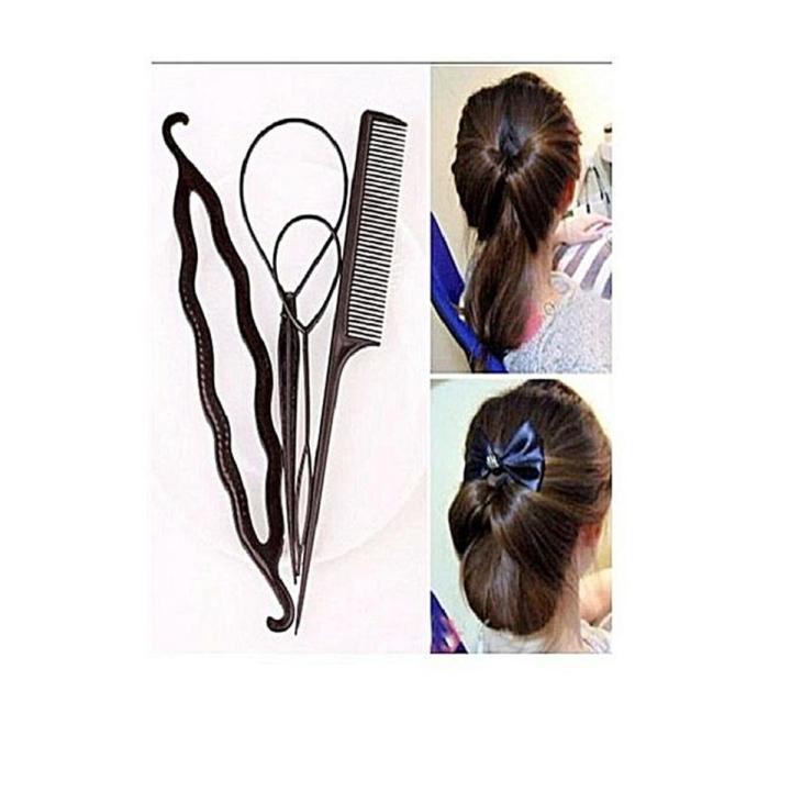 Hair Styling Tools - Hair Styling Tool Kit - 4Pc/Set Braiders Hair Twist Styling Clip Stick Bun Maker Braid Tools Hair Braider Accessories Hot for Women Lady Girls - New Hair Styling Tools