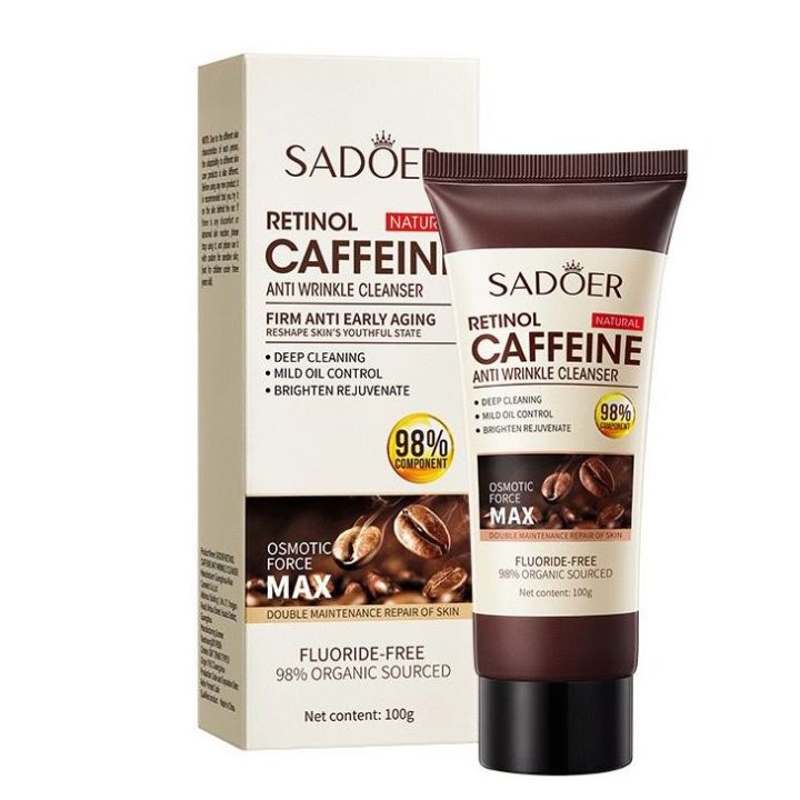 Sadoer Facial Cleanser Foam Deep Cleaning Caffeine Face Wash 100g SD01499