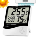 HTC-2 & HTC-1 Digital LCD Temperature & Humidity Meter | Indoor Outdoor Thermometer Hygrometer Weather Station Alarm Clock for Room, Baby Room, Greenhouse, Egg Incubator, Aquarium, Fridge. 