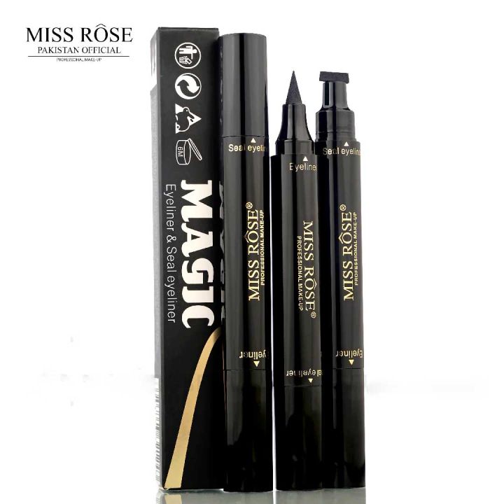 Miss Rose Makeup Liquid Black Eyeliner Pencil Quick Dry Waterproof With Stamp