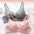 Girls Wireless Bra Anti-slip Breathable Push Up Underwear Adjustable Seamless Detachable Double Strap Lingerie. 