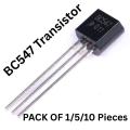 BC547 NPN Transistor Pack of 1 / 5 / 10 | General Purpose Amplifier & Switching Transistor for Arduino, DIY, Robotics, and Electronic Circuits in Pakistan. 