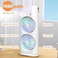 Double Ended Spray Fan, Portable Mist Fan, Cold Air Fan, USB fan with LED Light Cooler, Touch & Remote Control, 280ml Water Tank, Ice Filling. 
