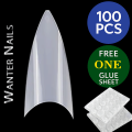WANTER 100Pcs Fake Nails For Girls, With 3 Nails Glue Sheet, Square Almond Oval Coffin Shape Natural & Transparent Color Artificial Nails Kit Fake Nails Acrylic Nails For Girls Beautiful Nails False Nails With Nails Glue Stickers. 