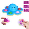 Face Changing Octopus Bubble Pop It Fidget Spinner Toy -  Blue. 