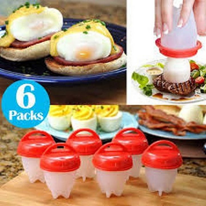 Pack Of 6 Egg Cooker Non Stick Silicone Hard Soft Maker Boiled Eggs Without The Shell