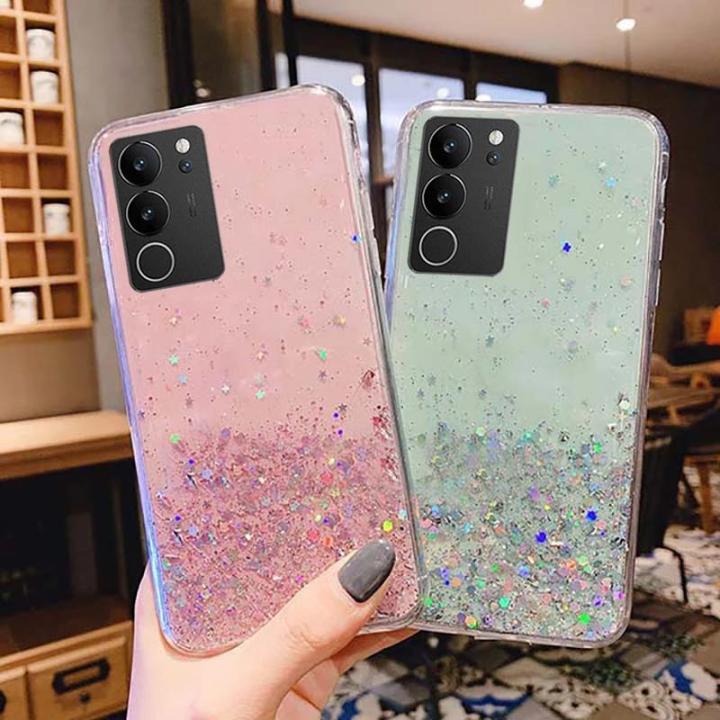 Ready Stock Phone Case for VIVO V30 lite Glitter Star Soft TPU Silicone Transparent Back Cover