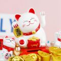 Chinese Lucky Cat Solar Powered Gold Waving Cat Hand Paw Up Wealth Prosperity Welcoming Good Luck Waving Cat Birthday Gift. 