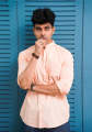 FOCUS | PEACH BAN COLLAR SHIRT FOR MEN. 