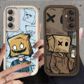 Cartoon Box Paper Man Silicone Phone Case For Samsung Galaxy S24 Ultra S23 S22 S21 Plus FE A54 A34 A14 A73 A53 A33 Soft Cover. 
