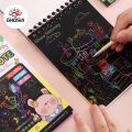 Multicolor Magic Book Rainbow Magic Doodle Scratch Art Activity Notebooks Or Note Pad with Bamboo Pen Kids Arts and Craft Gifts. 