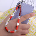 Beaded Phone Strap Iphone Charm Phone Charms Phone Bracelet Strap Star Keychain Phone Charms Strap Pearl Lanyard. 