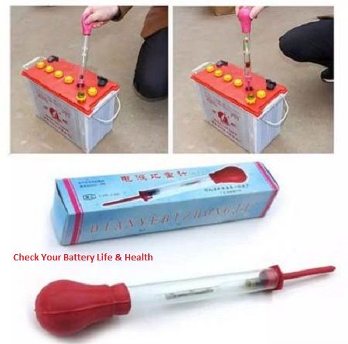 Battery Hydrometer - Acid Electrolyte Tester - Battery Gravity + Health Tester