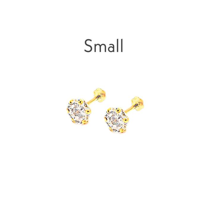 Small Size 100% Pure Gold-plated Girls Tops, Chandi Screw Stud Earrings  (With Box)