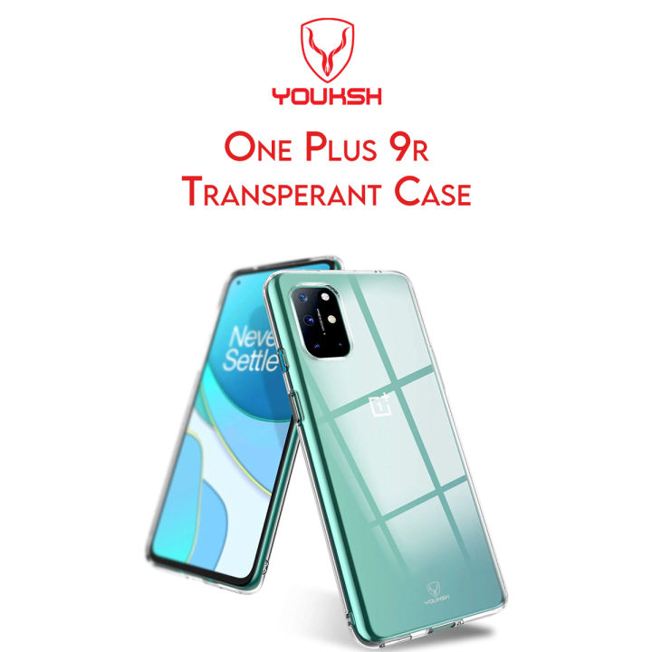 YOUKSH OnePlus 9R Transparent Cover - OnePlus 9R Transparent Jelly Back Cover - OnePlus 9R Soft Shock Proof Transparent Back Pouch - OnePlus 9R Crystal Clear Cover - OnePlus 9R Silicone Cover.