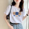 Summer Cotton White Short SleeveTWomen's Korean-Style Casual Loose Bottoming Shirt Cartoon Half-Sleeve All-Matching Top. 