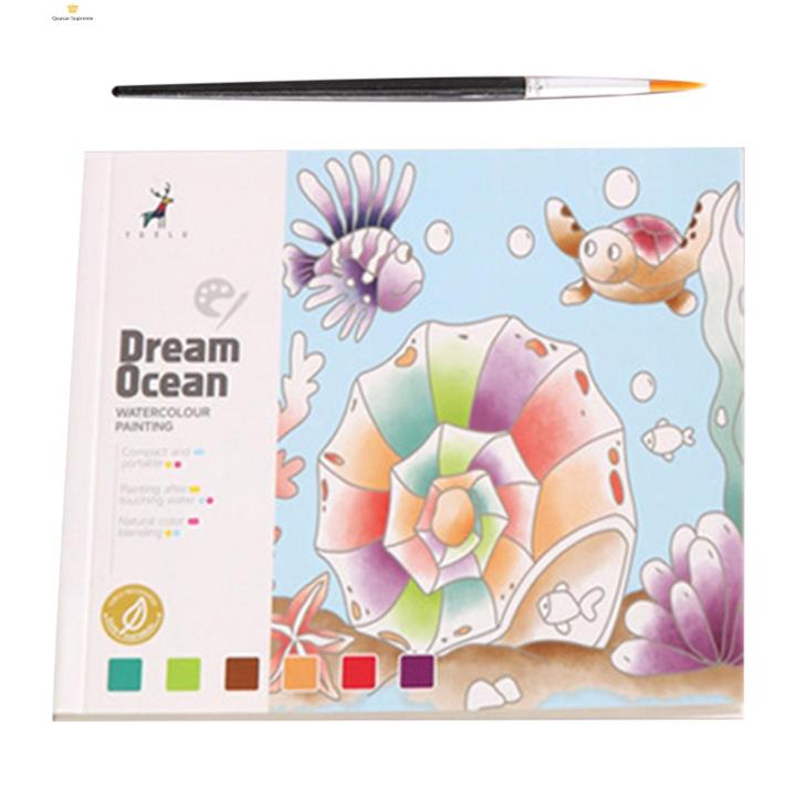 Quasar Creative Watercolor Designs for Kids Travel Watercolor Coloring Book for Kids Mess-free Pocket Painting Set with Brushes Paints Fun Arts Crafts for Toddlers on the Go Compact Drawing for Travel