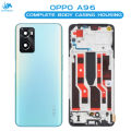 Oppo A96 Housing Middle Frame With Side Button and Camera Lens Complete Body Casing Replacement For A96 - Blue. 