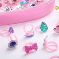 12pcs/Set Cartoon Rings Children'S Rings For Girls Ring Set Finger Rings Jewelry Heart Display Box Kids Toy Gift. 