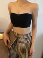 Summer new strapless underwear women's latex cotton inner cup inverted triangle openwork no mark glossy lift bra women's summer. 