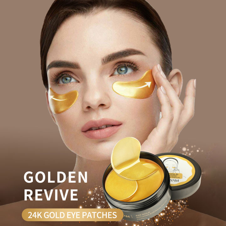 60pcs 24K Gold Under Eye Patches Mask for Puffy Eyes Dark Circles Bags Moisturizing Retinol Hyaluron Acid Eye Masks Patches