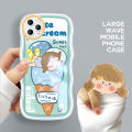BILI for iPhone 11 Pro Max Back Cover With Cute Fruit Girl Ring Holder Soft Transparent Colorful Wavy Phone Cases. 