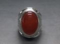 Natural Unheated Untreated Yemeni Deep Brown Aqeeq Ring Sterling Silver 925 Handmade Ring Brown Agate Ring Carnelian Ring Hakik Ring Chandi Ring Akik Ring Aqiq Ring Original Gemstone Ring for Men. 