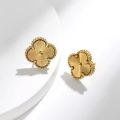 Four Leaf Flower Jewellery Sets for Girls |  Double Sided Stainless Steel Jewelry for Women Earring Necklace Bracelet | 18K Gold Plated Love Jewelry Set For Girls & Women. 