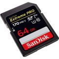 SanDisk - 64GB - EXTREME PRO - 170mb/s - SDXC Card - UHS-I / U3 / V30 / Class 10. 