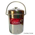 Stainless Steel Doll For Milk‑Ghee Canister with Lid 2-3 kg Capacity Homemade Use. 