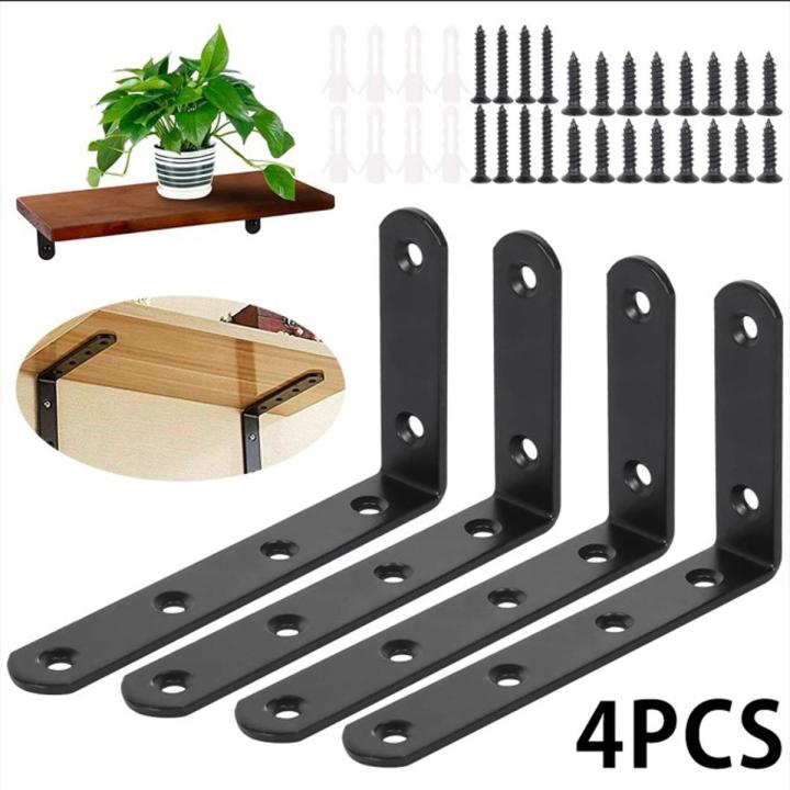 90 degree L shape Iron material black color wood shelf bracket Heavy Duty wall shelf support
