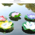 Solar Powered LED Flower Light Lotus Shape Floating Pond Garden Pool Lamp-bright red. 