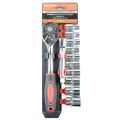 14 Piece Ratcheting Socket Wrench Set Quick Release Reversible Ratchet Handle Swappable Spanners 2 Inch Extension Bar with Hanging Rack. 