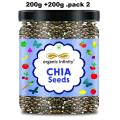 Organic Infinity Chia Seeds Raw Black Chia Seeds - 200 GM X 2 = 400g By Organic Infinity. 