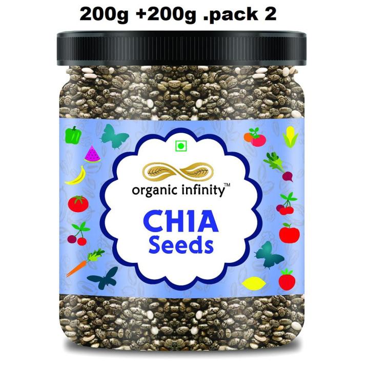 Organic Infinity Chia Seeds Raw Black Chia Seeds - 200 GM X 2 = 400g By Organic Infinity